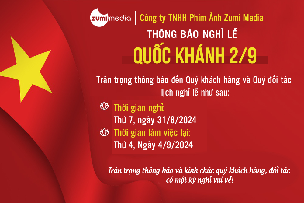 Zumi Media thong bao lich nghi le Quoc Khanh Viet Nam 02092024