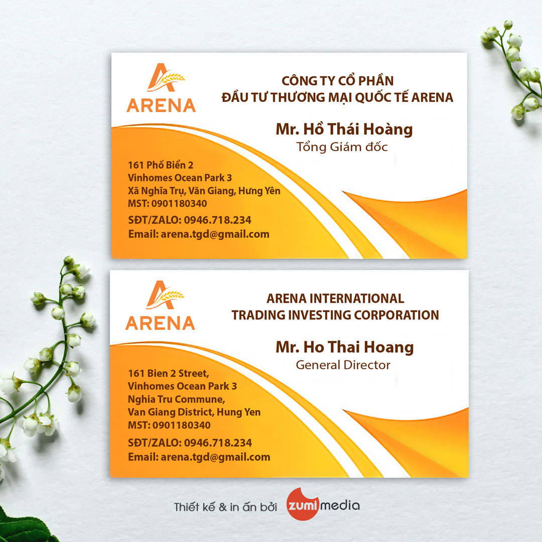 Zumi Media Thiet Ke In An Card Visit Chuyen Nghiep Cho ARENA Tai Vinhomes Ocean Park 3